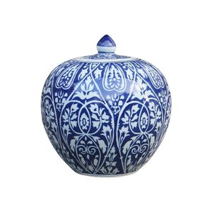 Fine Asianliving Chinesische Deckelvase Blau Weiß Porzellan Handbemalt D27xH30cm Dekorative Vase Blumenvase Orientalische Keramik Vase Dekoration Vase Moderne Tischdekoration Vase
