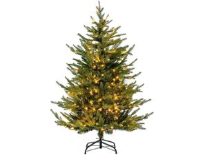 COSTWAY Künstlicher Weihnachtsbaum mit Beleuchtung, aufklappbarer Tannenbaum mit 8 Beleuchtungsmodi, 180 Warmweißen LED-Lichtern, Christbaum, Kunstbaum Weihnachten für Zuhause, Büro, 136 cm Höhe