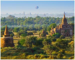 Wallario Poster - Tempel in der Ebene von Bagan III, Kunstdruck Größe: 40 x 50 cm