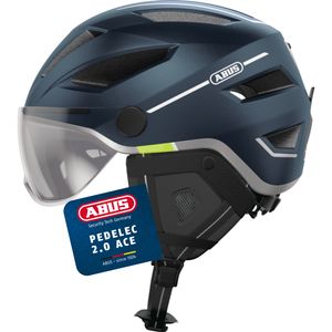 ABUS Stadthelm Pedelec 2.0 ACE - Fahrradhelm mit Rücklicht, Visier, Regenhaube, Ohrenschutz - für Damen und Herren - Blau Matt, Größe M?