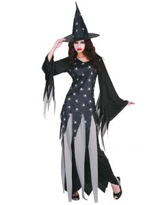 Düstere Spinnen-Hexe Halloween-Damenkostüm schwarz-grau