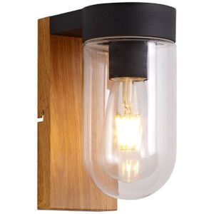BRILLIANT Lampe Cabar Außenwandleuchte holz dunkel/schwarz | 1x A60, E27, 40W, geeignet für Normallampen (nicht enthalten) | IP-Schutzart: 44 - spritzwassergeschützt