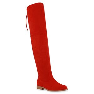 Mytrendshoe Damen Overknees Stiefel Boots Langschaftstiefel 825731, Farbe: Rot, Größe: 38