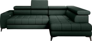 DomoHome Ecksofa Tollo Grau Anthology-Stoff Rechte Seite 302x217x105 cm, L-Form Sofa mit Schlaffunktion, Bettkasten 120x85x17 cm, Elektrisch Verstellbar