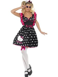 Original Lizenz Hello Kitty Kostüm Kittykostüm 80er Jahre Katze Kätzchenkostüm Katzenkostüm Kleid Polka Gr. 34 (XS), 36/38 (S), 40/42 (M), Größe:XS