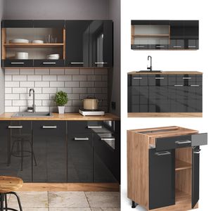 Vicco Küchenzeile Küchenblock Einbauküche R-Line Single Front Anthrazit HGL Vicco Küchenzeile Küchenblock Einbauküche R-Line Single Front Anthrazit HGL