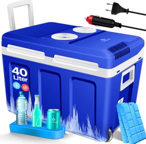 KESSER® 40L Kühlbox mit Rollen | zum Warmhalten und Kühlen | thermo-Elektrische Kühlbox | 12 Volt und 230 Volt| Mini-Kühlschrank | Thermobox für Auto| Boot und Camping | EEK A++ mit ECO Modus