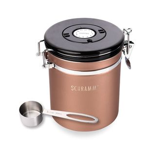Schramm® Kaffeedose 1500 ml in 10 Farben mit Dosierlöffel Höhe: 15cm Kaffeedosen Kaffeebehälter aus Edelstahl , Farbe:bronze