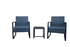 SIT Möbel 5-tlg. Garten-Sitzgruppe | 2 Sessel anthrazit, 2 Sitzkissen grau, 1 Tisch | Polyrattan | Tischplatte Polywood | Metallgestell | 19000-29 | Serie GARTEN