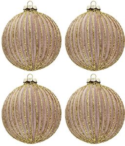 Clayre & Eef Weihnachtskugel 4er Set Ø 10 cm Goldfarbig Glas Rund