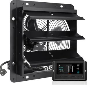 Odsávací ventilátor VEVOR, 254 mm, regulátor teploty a vlhkosti, EC motor, 843 CFM, nástěnný ventilátor s regulací otáček pro montáž na stěnu, větrání a chlazení pro skleníky, garáže, kůlny