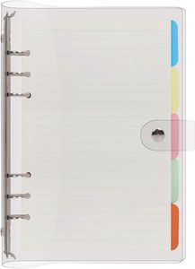 FNCF A5 Ringbuch 6 Runde Ringmappe Transparent PVC Notizbuchhülle Binder Tagebuch mit A5-Füllpapier und 5 Index Register