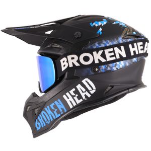 Motorradhelm Broken Head Crosshelm Bavarian Patriot MX-2 + MX-Brille Struggler Blau Größe: L (59-60 cm)
