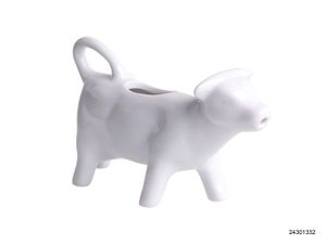 Milchkanne Milchkännchen Kuh Keramik weiß