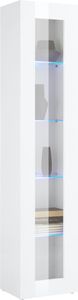 Vitrine >Benevent< in Weiß Hochglanz - 40x180x30cm (BxHxT)