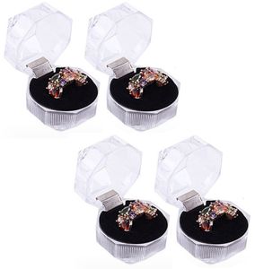 4er Set Ringetui für Verlobungsringe - [Innenfarbe-Schwarz] - Ringbox für Ringe, Ringschachtel für Verlobungsring, Schmuckschachtel Hochzeit, Valentinstag Geschenkbox, Schmuckkästchen, Trauringetui