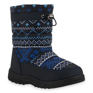 Mytrendshoe Kinder Warm Gefütterte Winter Boots Bequeme Stiefel Prints Schuhe 836082, Farbe: Dunkelblau Hellblau Weiß Muster, Größe: 33 Mytrendshoe Kinder Warm Gefütterte Winter Boots Bequeme Stiefel Prints Schuhe 836082, Farbe: Dunkelblau Hellblau Weiß Muster, Größe: 33