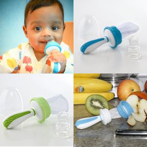 Dr. Schandelmeier Baby Fruchtsauger Obstschnuller Baby + Kleinkind-Esshilfe Beißring Gemüse Fruchtsauger 2in1 , Farbe:Blau