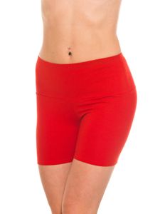 Alkato Damen Sport Shorts mit Hohem Bund Hotpants Radlerhose Long Shorts, Farbe: Long Shorts Rot, Größe: 40
