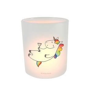 Mr. & Mrs. Panda Deko Windlicht Einhorn Cocktail - Transparent - Geschenk, lustig, Glas Windlicht, Sekt, Pegasus, Windlicht Dekorieren, Windlicht Glas, Einhörner, Unicorn