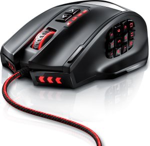 Titanwolf Herná myš drôtová 1000 dpi, USB MMO myš s 16400 dpi, 18 programovateľných tlačidiel, závažia