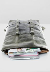 SID & VAIN Rucksack Roll Top CHAZ Büffelleder Backpack Tagesrucksack Kurierrucksack Rucksack, Farbe:lightbrown-vintage