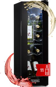 Klarstein vinotéka, 1 zóna, malá, 32 l, sklenené dvere, 5-18 °C, 12 fliaš