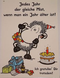 Sheepworld - 50570 - Postkarte, Nr. 68, Schaf, Geburtstag, Jedes Jahr der gleiche Mist, wenn man ein Jahr älter ist! Ich gratulier´ Dir trotzdem!, Pappe