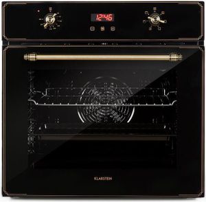 Klarstein Elizabeth, elektrická vstavaná rúra, retro dizajn, 70 l, 2200 W, EEK A, sebestačná, cirkulácia vzduchu / horný / spodný ohrev / gril, 50 - 250 °C, otočný ovládač a kľučka dvierok v mosadznom vzhľade, čierna Klarstein Elizabeth, elektrická vstavaná rúra, retro dizajn, 70 l, 2200 W, EEK A, sebestačná, cirkulácia vzduchu / horný / spodný ohrev / gril, 50 - 250 °C, otočný ovládač a kľučka dvierok v mosadznom vzhľade, čierna