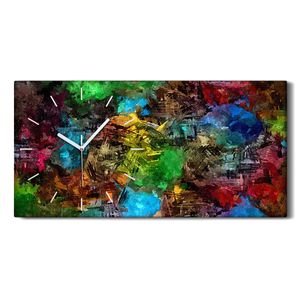 Wohnzimmer-Bild Leinwand Uhr 60x30 abstraktes psychedelisches Aquarell - weiße Hände