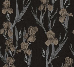 Daniel Hechter Blumentapete florale Tapete Vliestapete schwarz grau braun 10,05 m x 0,53 m
