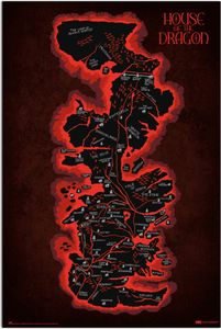 Poster House of the Dragon Map Westeros 61x91.5cm