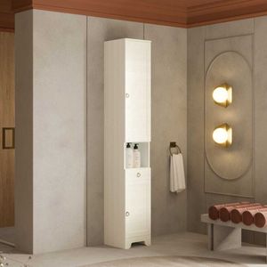 Badezimmerhochschrank in weißem Shabby-Chic-Look aus der Serie Toscana