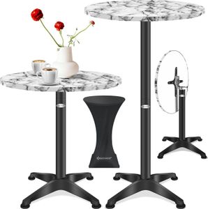 KESSER® 2in1 Stehtisch klappbar Bistrotisch Aluminium Edelstahlplatte | höhenverstellbar | 70cm / 115cm | Partytisch Tisch | In- & Outdoor | Hochzeit | Empfangstisch | Klapptisch inklusive Regencover