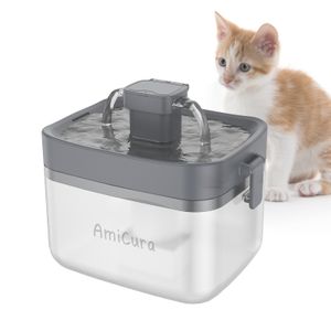 Amicura Wasserbrunnen für Katzen: 1.5L Automatische Katzenbrunnen, USB Aschluss & 20dB Katzen Trinkbrunnen mit Mini Wassertank für Katzen & Hunde