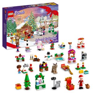LEGO 41706 Friends Adventný kalendár 2022, 24 vianočných hračiek vrátane postavy Otca Vianoc, snehuliaka a soba, darček na Vianoce pre deti