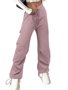 Damen Stoffhosen Hosen Strandhose mit Taschen Freizeithose Sommerhose Lässige Hose Farbe:Rosa,Größe Xl