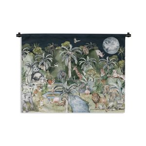 Wandteppich - Dschungel Dekoration - Kinder - Flamingo Wandkleed katoen - 120x90 cm
