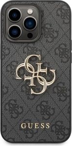 Guess, Hülle für iPhone 14 Pro Max mit Monogramm und 4G-Logo aus Metall, Dunkelgrau