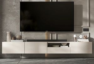 2 Stk Hängende TV-Schrank 2 x Enjoy Schublade TV Hängeschränke Modern Lindner Möbel 240 cm x 30 cm x 35 cm, Farbe: Kaschmir matt