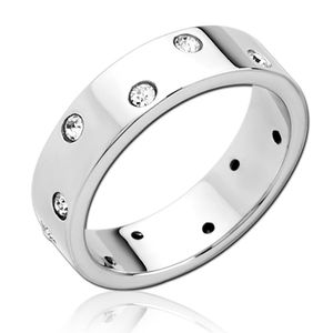 viva-adorno Gr. 56 (17,8 mm Ø) Edelstahl Damen Ring Bandring Verlobungsring mit Kristall Zirkonia Band RS63,silber