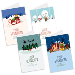 itenga Weihnachtskarten "Landschaften" 8x Klappkarte DIN A6 + Umschlag