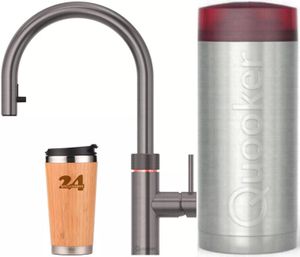 "QUOOKER Flex COMBI B vyťahovacia výpusť Gunmetal PVD & 100°C batéria (22XGME)" (2 ks) Drezová batéria s funkciou 100°C vriacej vody *Vrátane termohrnčeka