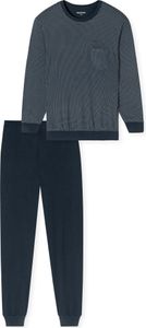 Schiesser Comfort Essentials Schlafanzug Set aus Langarm-Shirt und langer Hose, Mit praktischer Brusttasche, Lässiger Look