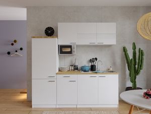 respekta Küche Küchenzeile Einbau Küchenblock 210 cm grau