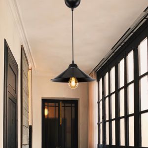 Pendelleuchte Hereford Hängelampe Schwarz Küchenlampe hängend 1 x E27 Wohnzimmerlampe Vintage Industriedesign