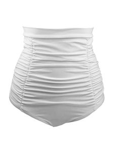 Damen Badehosen Elastische Taille Schwimmshorts Badebekleidung Bikinihose Boardshorts Farbe:Weiß,Größe M