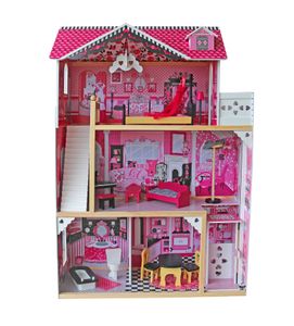 Infantastic® XXXL Puppenhaus aus Holz mit LED - 3 Spielebenen, Möbeln/Zubehör, für 27cm große Puppen - Puppenvilla, Dollhouse, Kinder, Spielzeug, für Kinderzimmer und Schlafzimmer, für Mädchen und Jungen