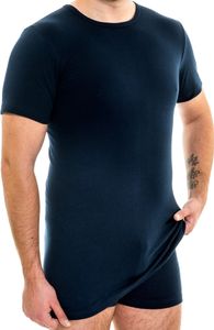 HERMKO 3847 Herren extralanges kurzarm Shirt (+10cm) Unterhemd mit 1/4 Arm aus 100% Baumwolle (Feinripp), Größe:D 8 = EU XXL, Farbe:marine
