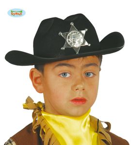 Schwarzer Polizei Sheriff Hut mit Stern